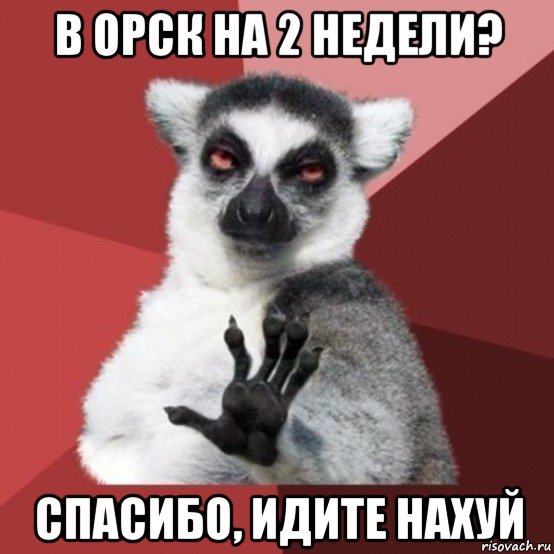 в орск на 2 недели? спасибо, идите нахуй, Мем Узбагойзя