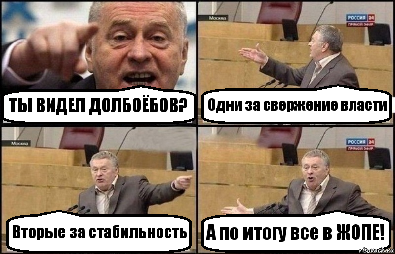 ТЫ ВИДЕЛ ДОЛБОЁБОВ? Одни за свержение власти Вторые за стабильность А по итогу все в ЖОПЕ!, Комикс Жириновский