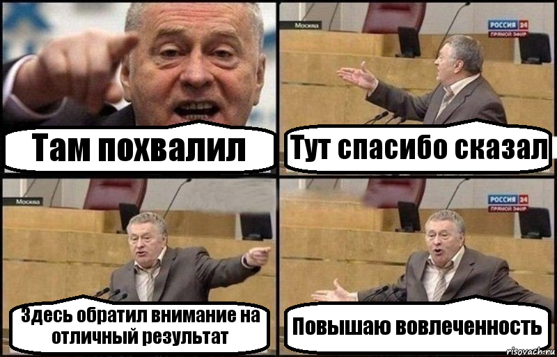 Там похвалил Тут спасибо сказал Здесь обратил внимание на отличный результат Повышаю вовлеченность