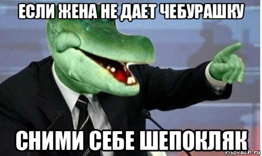 если жена не дает чебурашку сними себе шепокляк, Мем Крокодил Гена политик