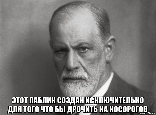  этот паблик создан исключительно для того что бы дрочить на носорогов, Мем  Фрейд