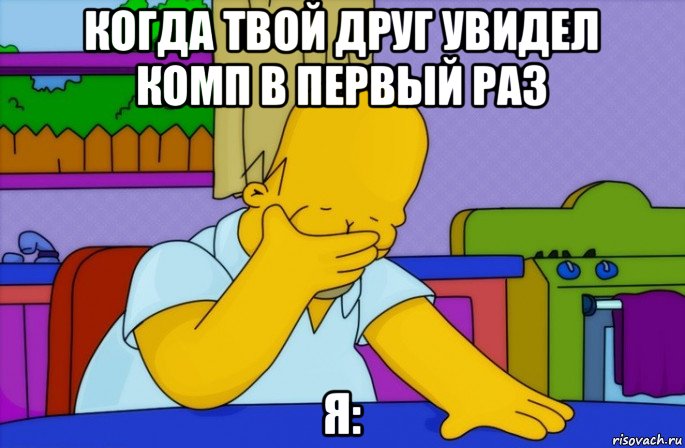 когда твой друг увидел комп в первый раз я:, Мем Homer simpson facepalm