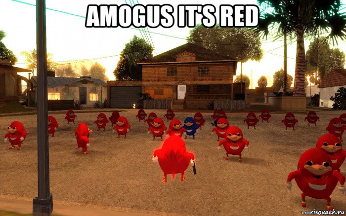 amogus it's red , Мем  Уганда наклз