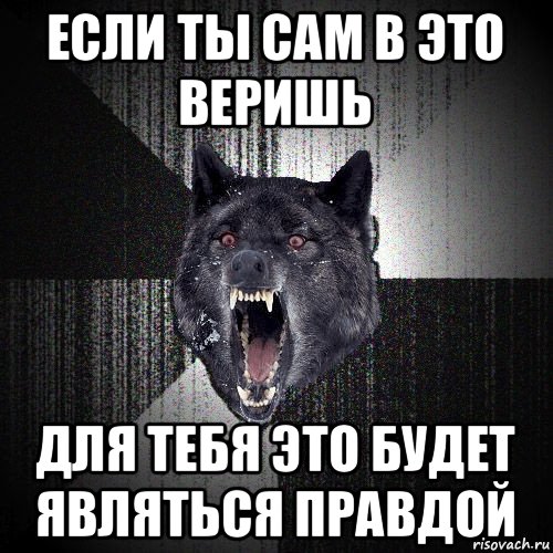 если ты сам в это веришь для тебя это будет являться правдой, Мем  Злобный волк